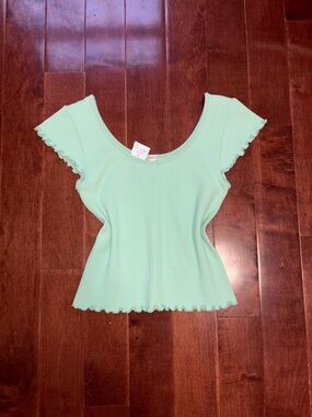 Ribbed Light Green Crop Top Sleeveless Size Small NWT